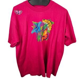 Vintage Butterfly Butterflies Shirt Womens' Size XL Screen Stars Best Made USA